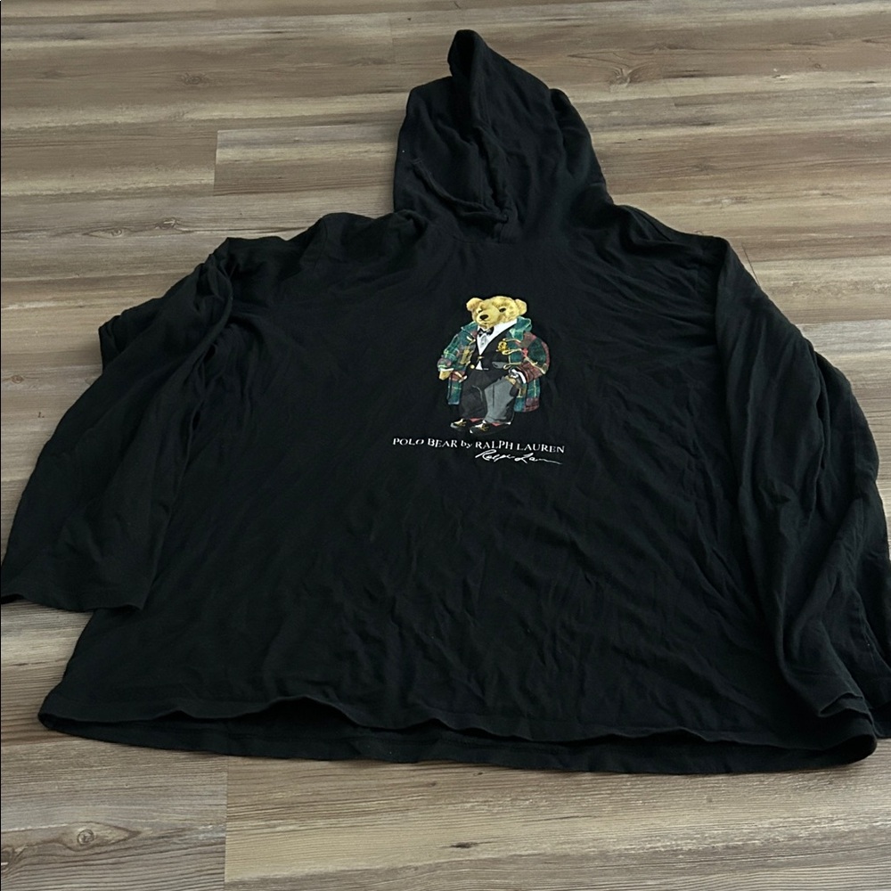 Ralph Lauren Black Hoodie with Polo Bear